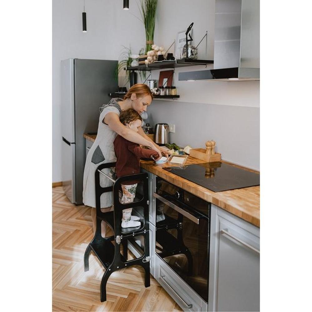 Ette Tete Step N' SIT Montessori Leertoren / Verhoogje - Black / Silver