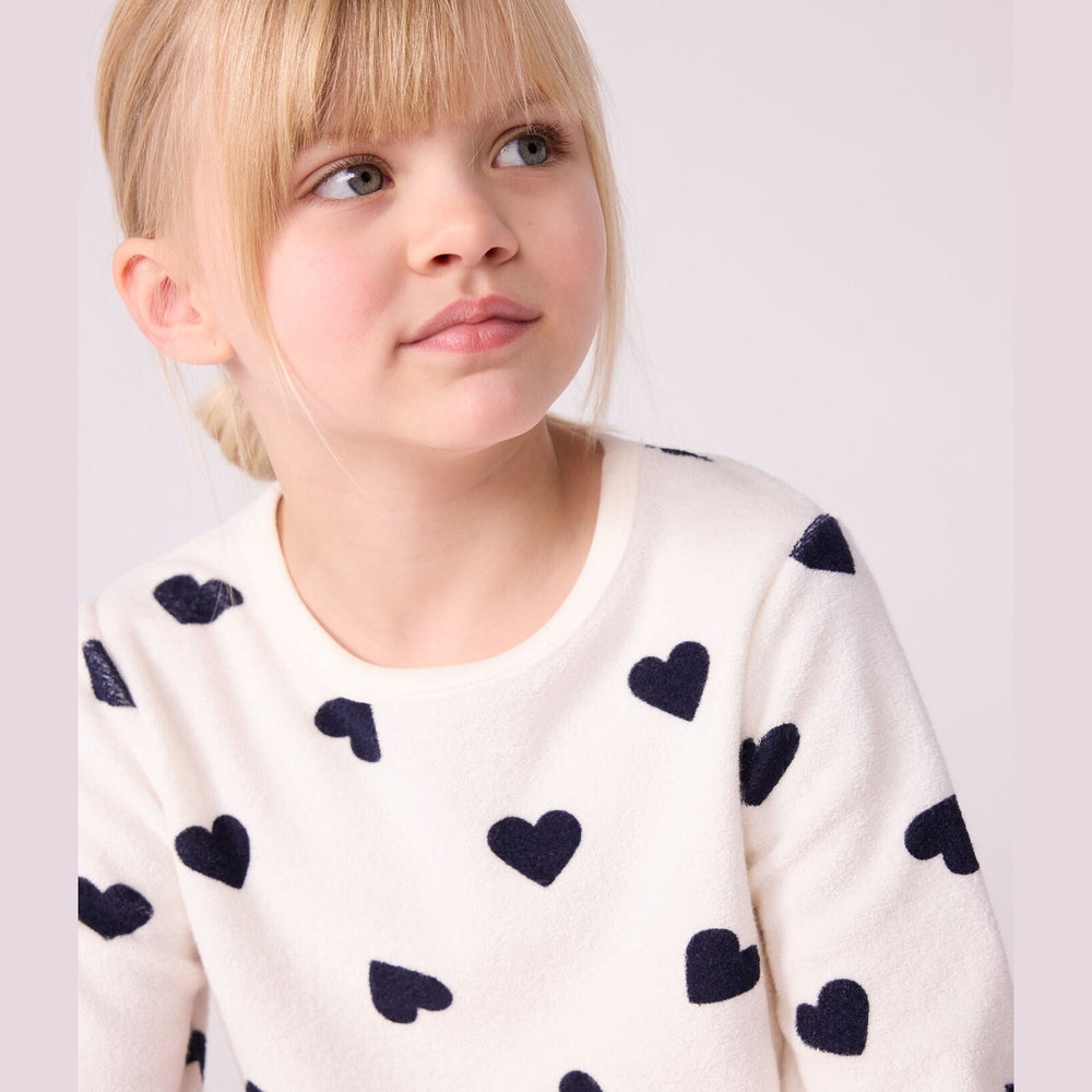 Petit Bateau Kinderpyjama Van Katoenen Badstof Met Hartjesprint - Blauw
