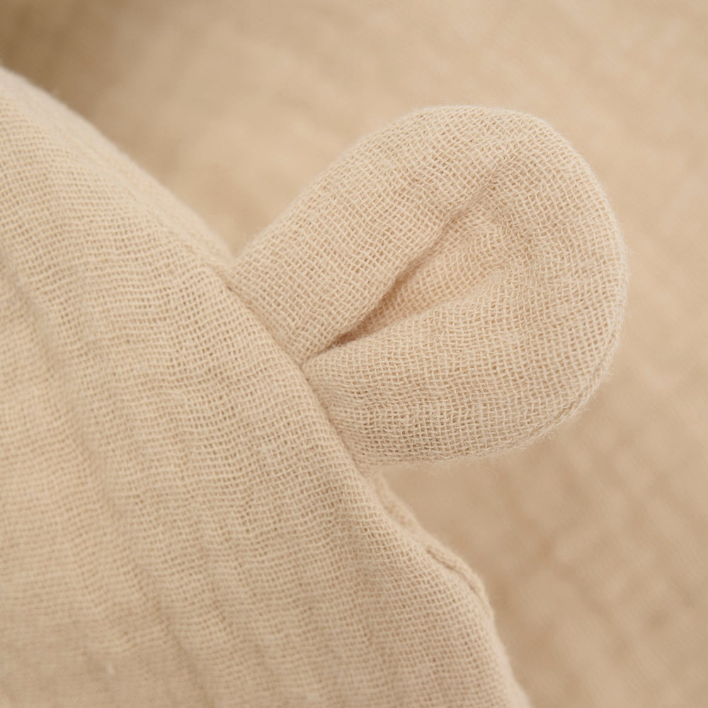Huttelihut Mousseline Zomerhoedje Met Berenoortjes - Beige