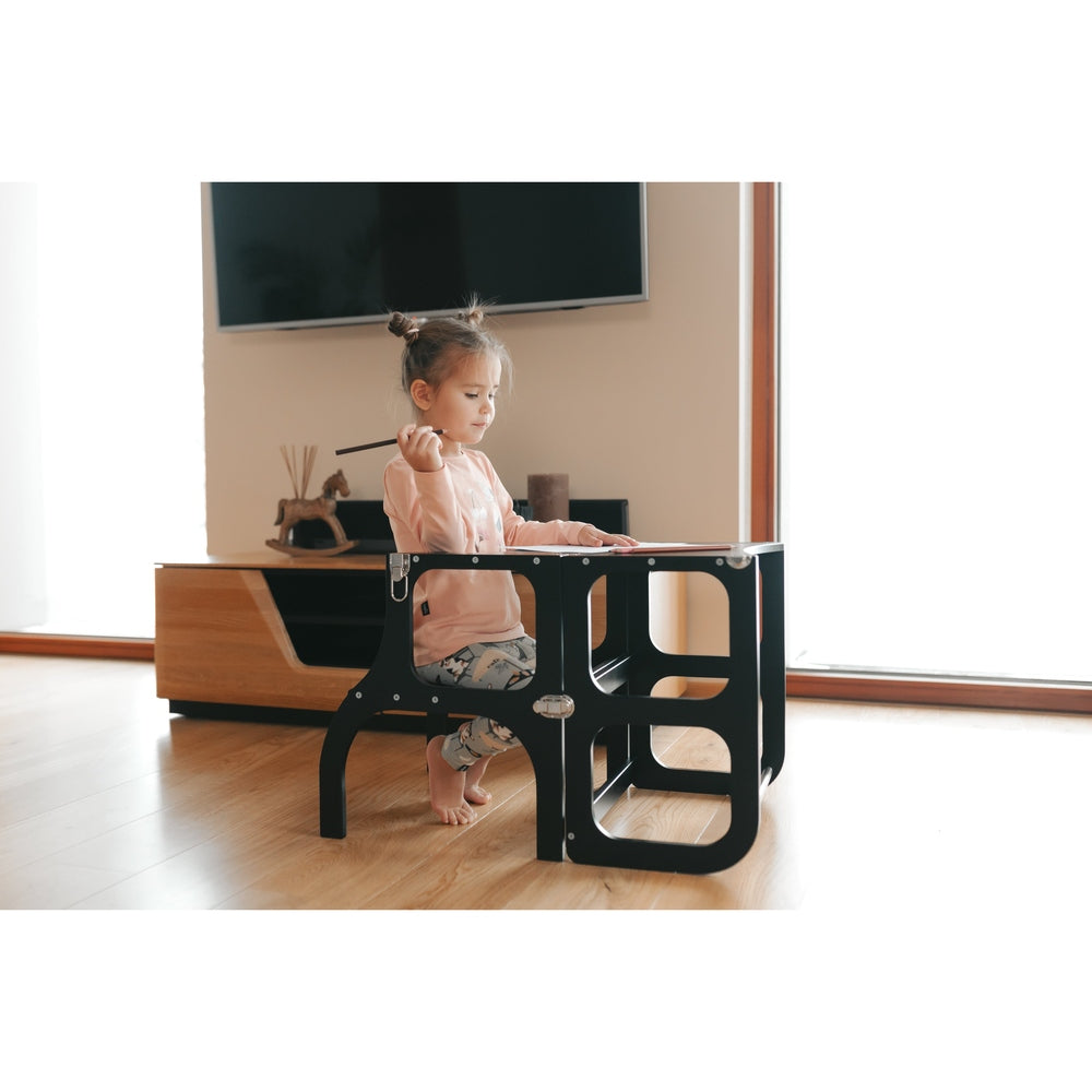Ette Tete Step N' SIT Montessori Leertoren / Verhoogje - Black / Silver