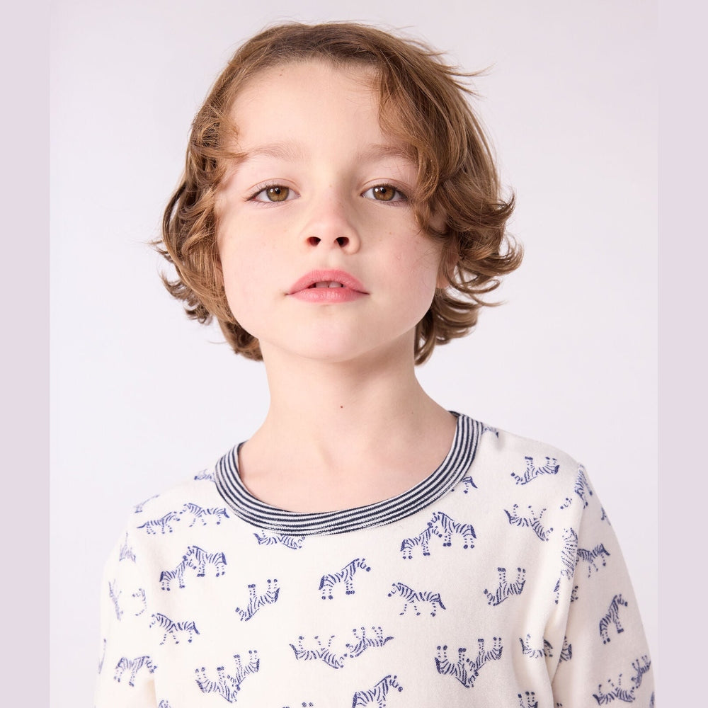 Petit Bateau Fluwelen Kinderpyjama - Zebra's