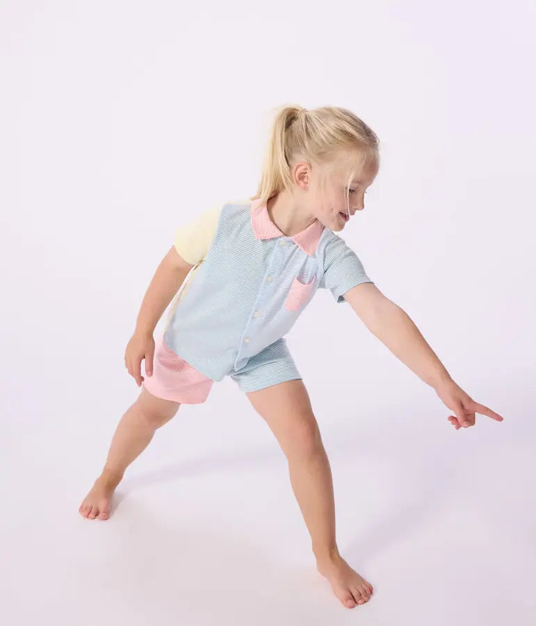 Petit Bateau Korte geknoopte pyjama van katoen met streepjes 2-5jaar