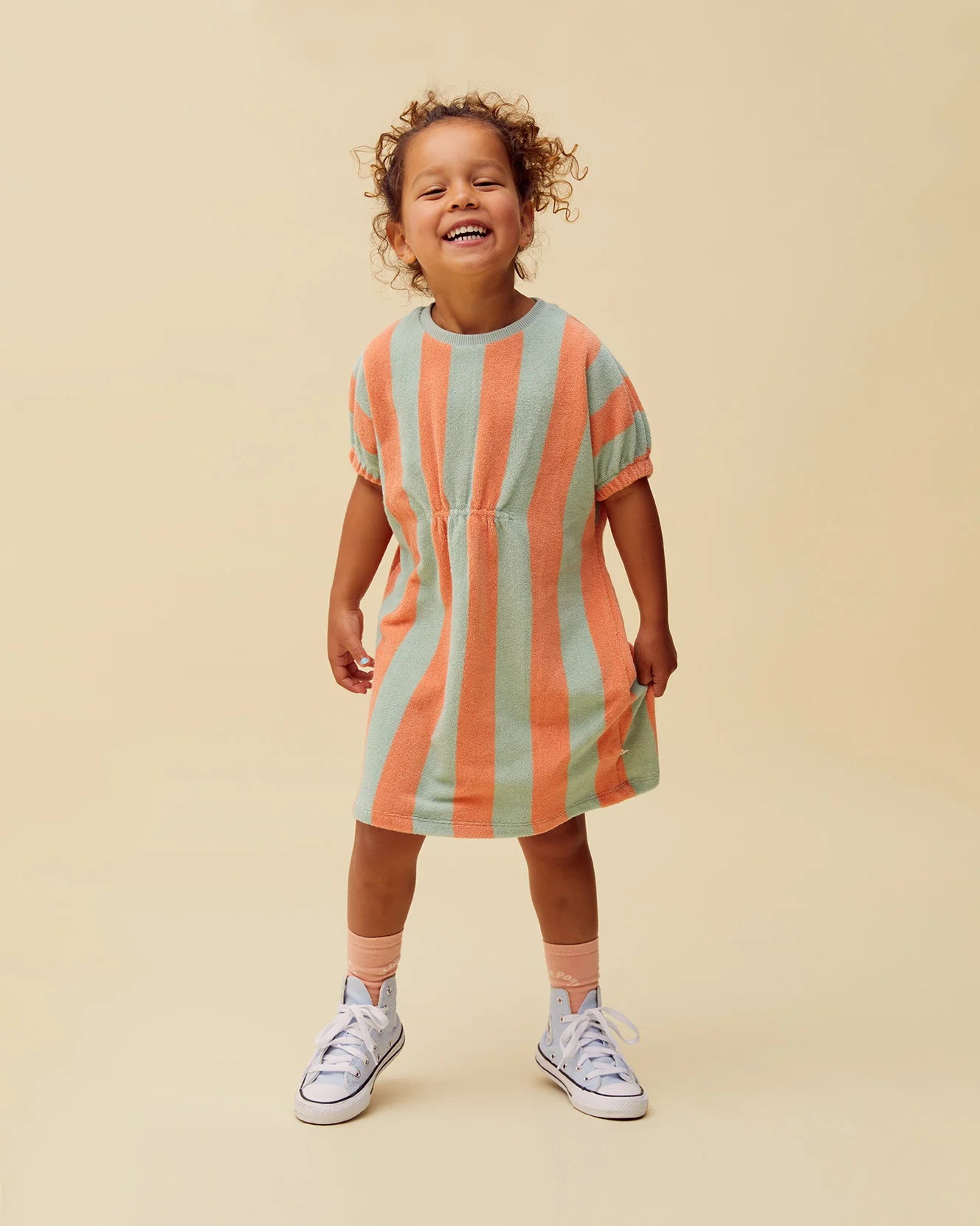 Sproet & Sprout Losse Jurk Strepen Slit Green
