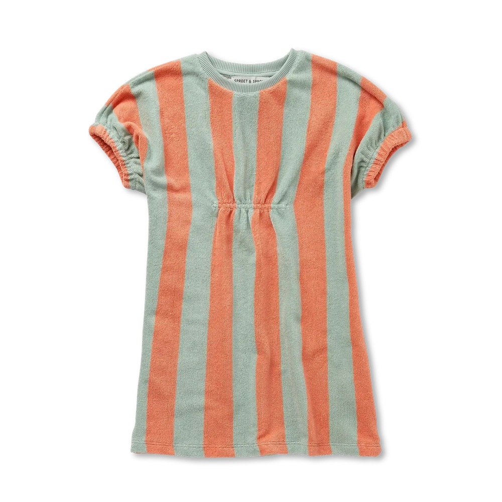Sproet & Sprout Losse Jurk Strepen Slit Green