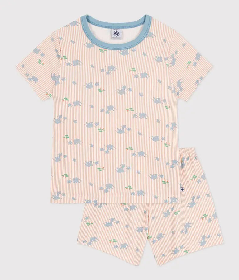 Petit Bateau | Korte katoenen kinderpyjama met olifantenprint