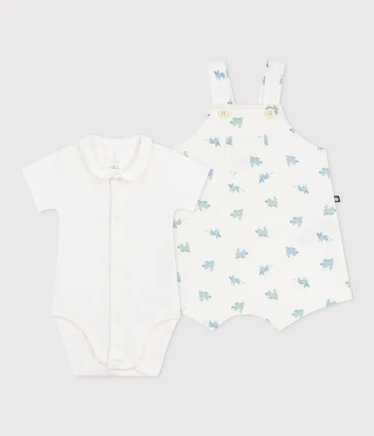 Petit Bateau | Babysetje salopette met rompertje dierenprint