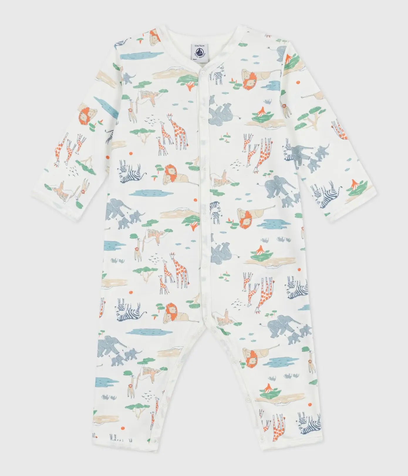 Petit Bateau | Katoenen babypyjama zonder voetjes met savanneprint