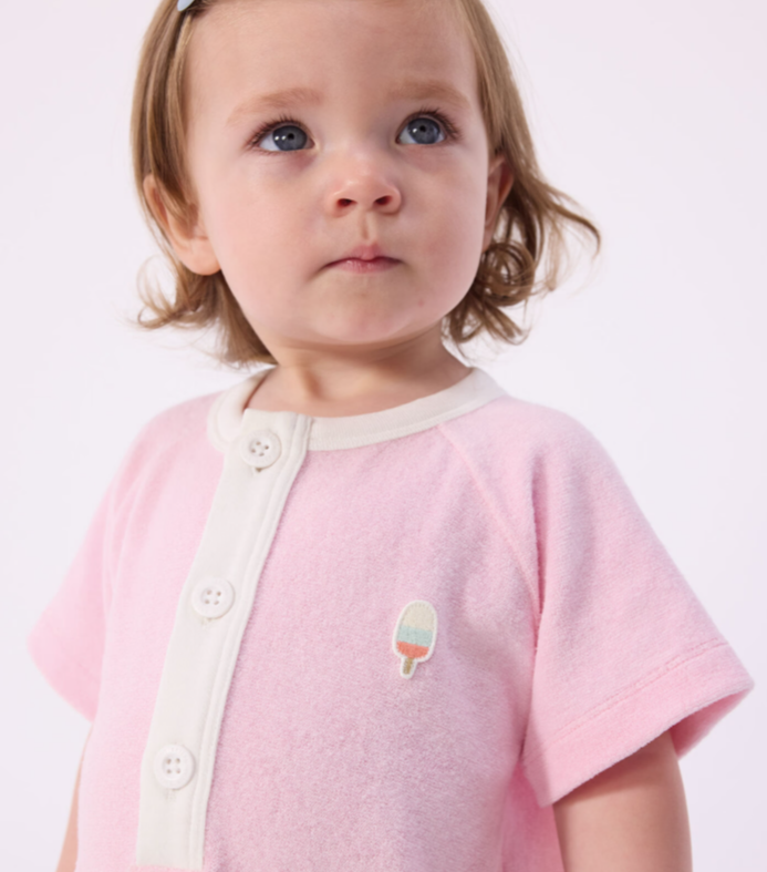 Petit Bateau Kort pakje van effen katoen voor baby's - Roze