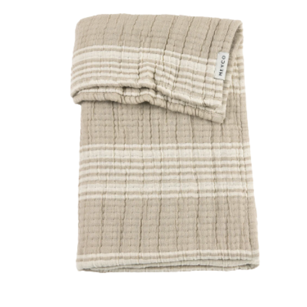 Meyco Deken Babybedje Jacquard Hydrofiel Stripe Sand 100x150cm