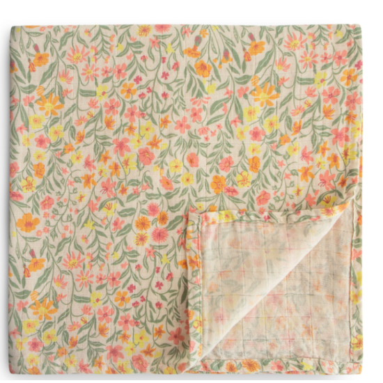 Mushie Tetradoek/Inbakerdoek Pastel Blooms 120x120 cm