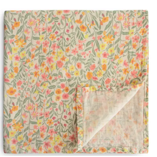 Mushie Tetradoek/Inbakerdoek Pastel Blooms 120x120 cm