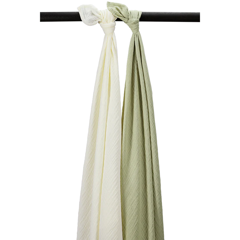 Meyco Hydrofiele Doeken Pre-washed (120x120cm - 2-pack) - Natural/Soft Olive