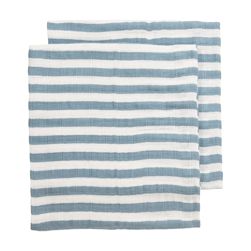 Meyco Hydrofiele Doeken Pre-washed (70x70cm - 2-pack) - Fat Stripe Jeans Blue