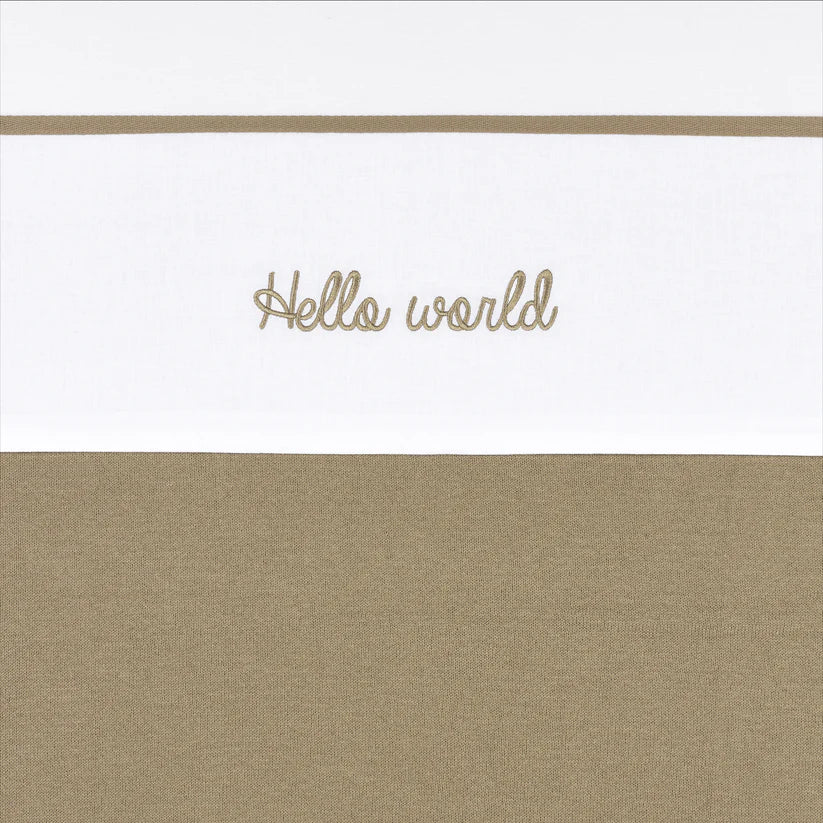 Meyco Laken Borduur - Hello world 75x100cm - Taupe