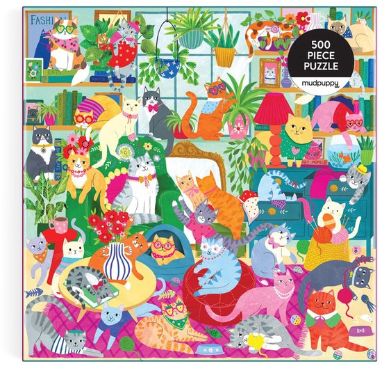 Mudpuppy Caturday Afternoon 500 Piece Family Puzzle