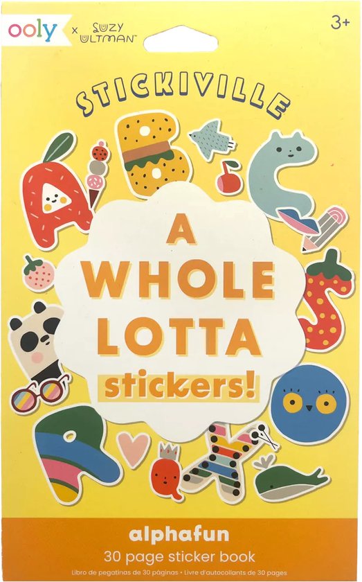 Ooly - Stickiville Stickers X Suzy: A Whole Lotta Sticker Book - Alphabet - 30 Pagina's Vol Letterstickers! - Geschikt Vanaf 3 Jaar