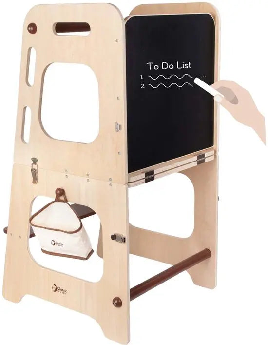 Classic World houten leertoren en tafel - verstelbaar - educatief speelgoed 90cm