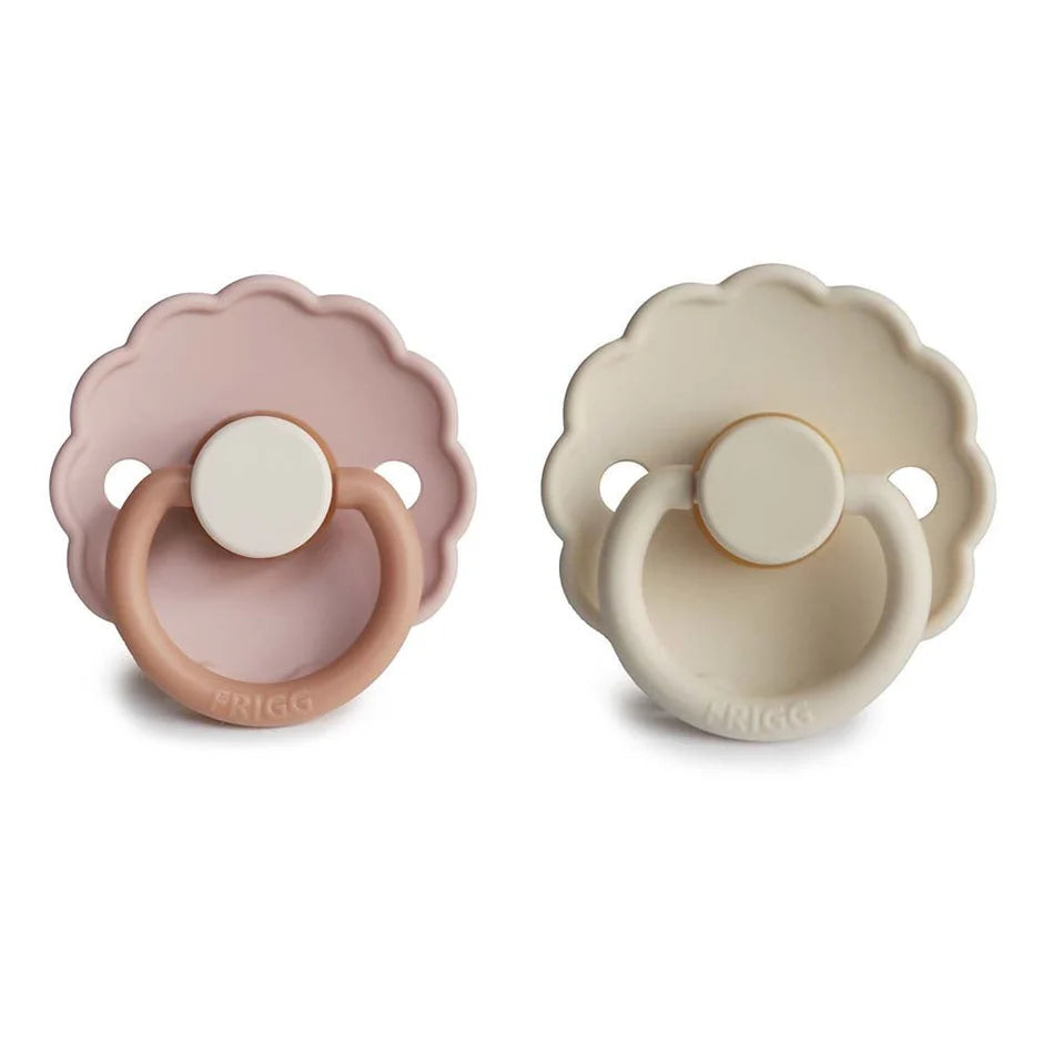 Frigg Speen Daisy Blooming Silicone 2-Pack 6-18 Maanden - Biscuit/Cream