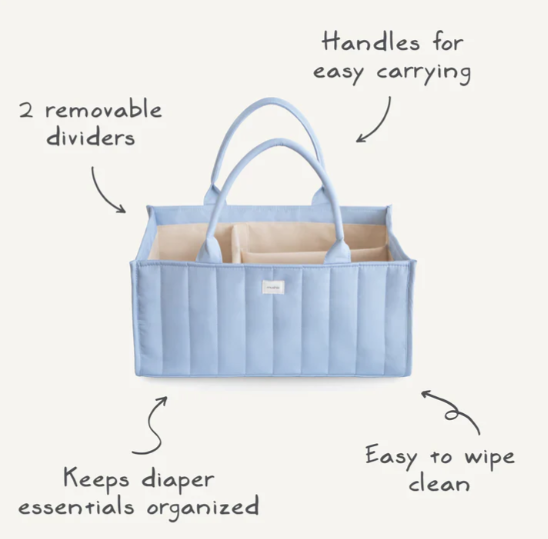 Mushie Diaper Caddy/Organiser - Blue Flowers