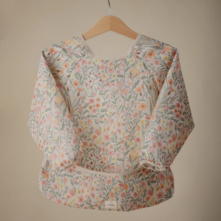Mushie Slabbetje Met Lange Mouwen - Pastel Blooms