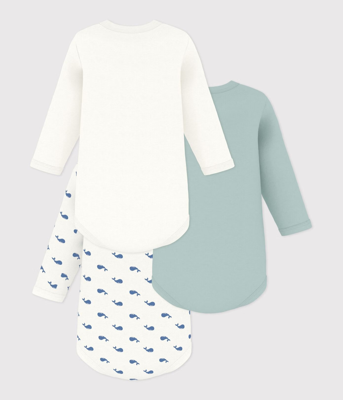 Petit Bateau 3 Bodies Amerikaanse Hals Lange Mouwen - Multicolor