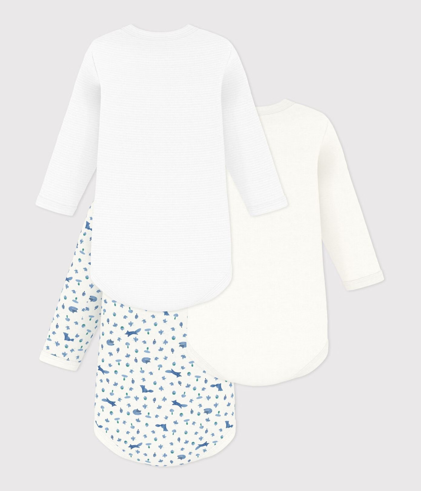 Petit Bateau 3 Bodies Amerikaanse Hals Lange Mouwen - Multicolor