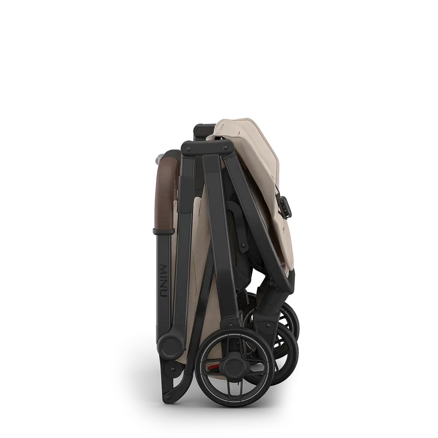 Uppababy Minu V3 Compact Stroller Ada (Sandstone) Carbon Frame Met Kastanje Bruin Leer Nieuw