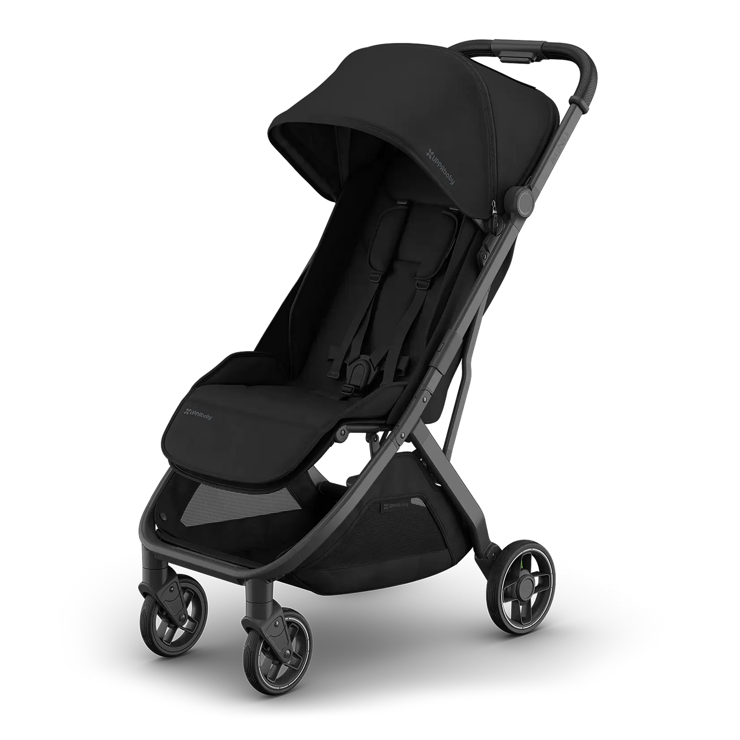 Uppababy Minu V3 Compact Stroller Jake (Charcoal) Carbon Frame Met Zwart Leer