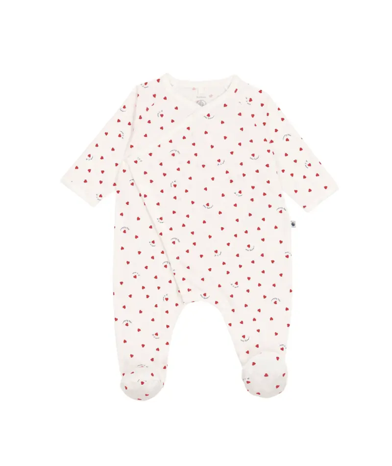 Petit Bateau Slaappakje - Wit met hartjes