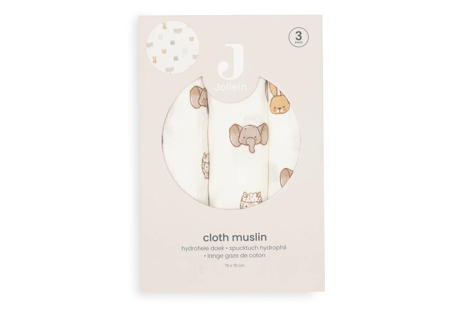 Jollein Hydrofiele Doek Small 70x70cm 3 Stuks - Jollies