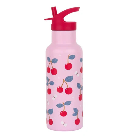 A Little Lovely Company XL Stainless Steel Drinkbus 500ml - Cherries