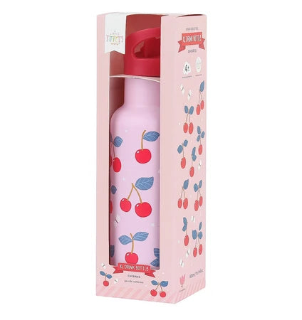 A Little Lovely Company XL Stainless Steel Drinkbus 500ml - Cherries