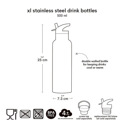 A Little Lovely Company XL Stainless Steel Drinkbus 500ml - Robots