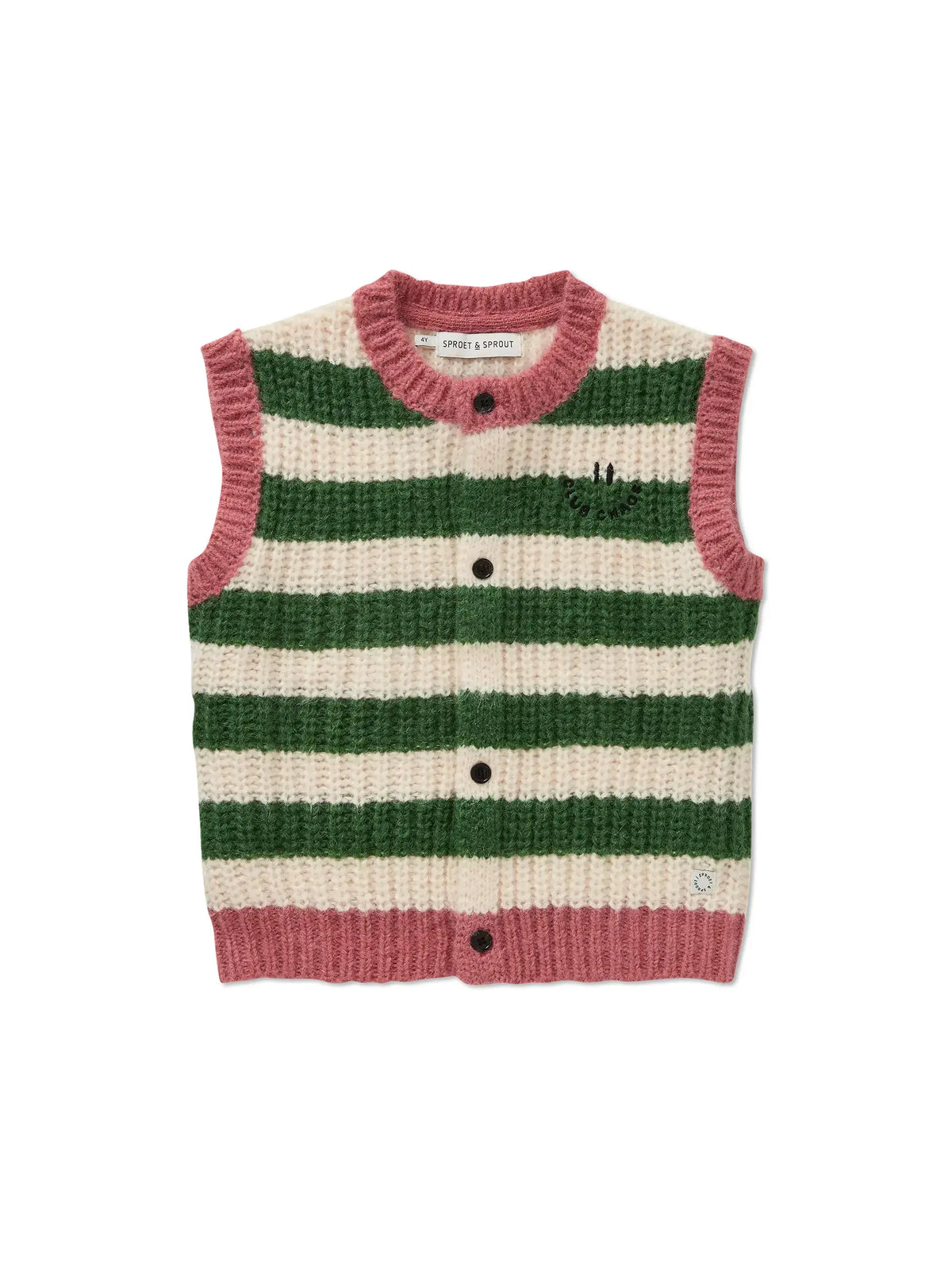 Sproet & Sprout Gebreid Vest Strepen - Deep Green