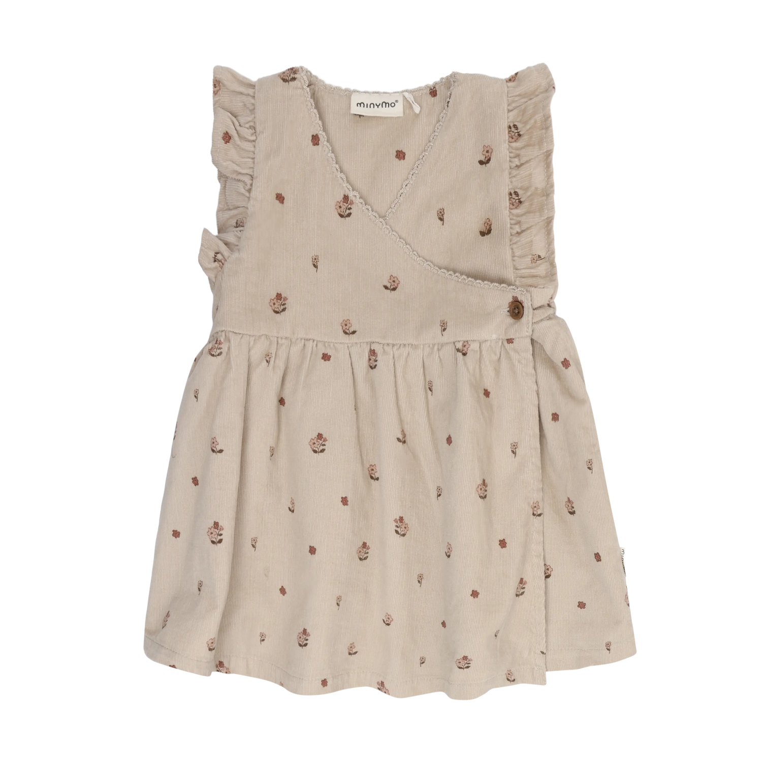 Minymo Ribfluwelen Jurk Korte Mouwen Met Print En Voering - Feather Gray