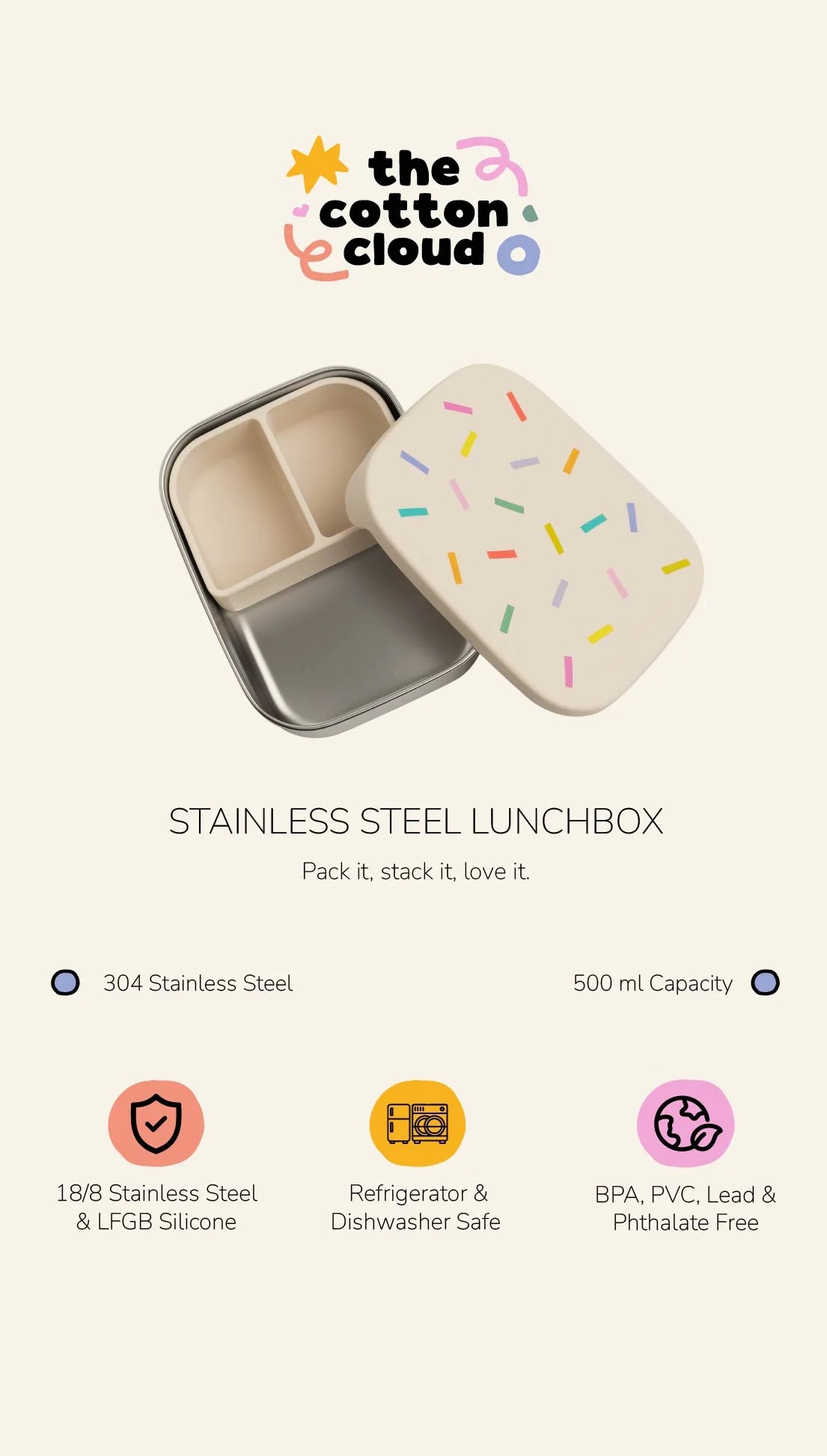 The Cotton Cloud Stainless Steel Lunchbox - Woof Gang