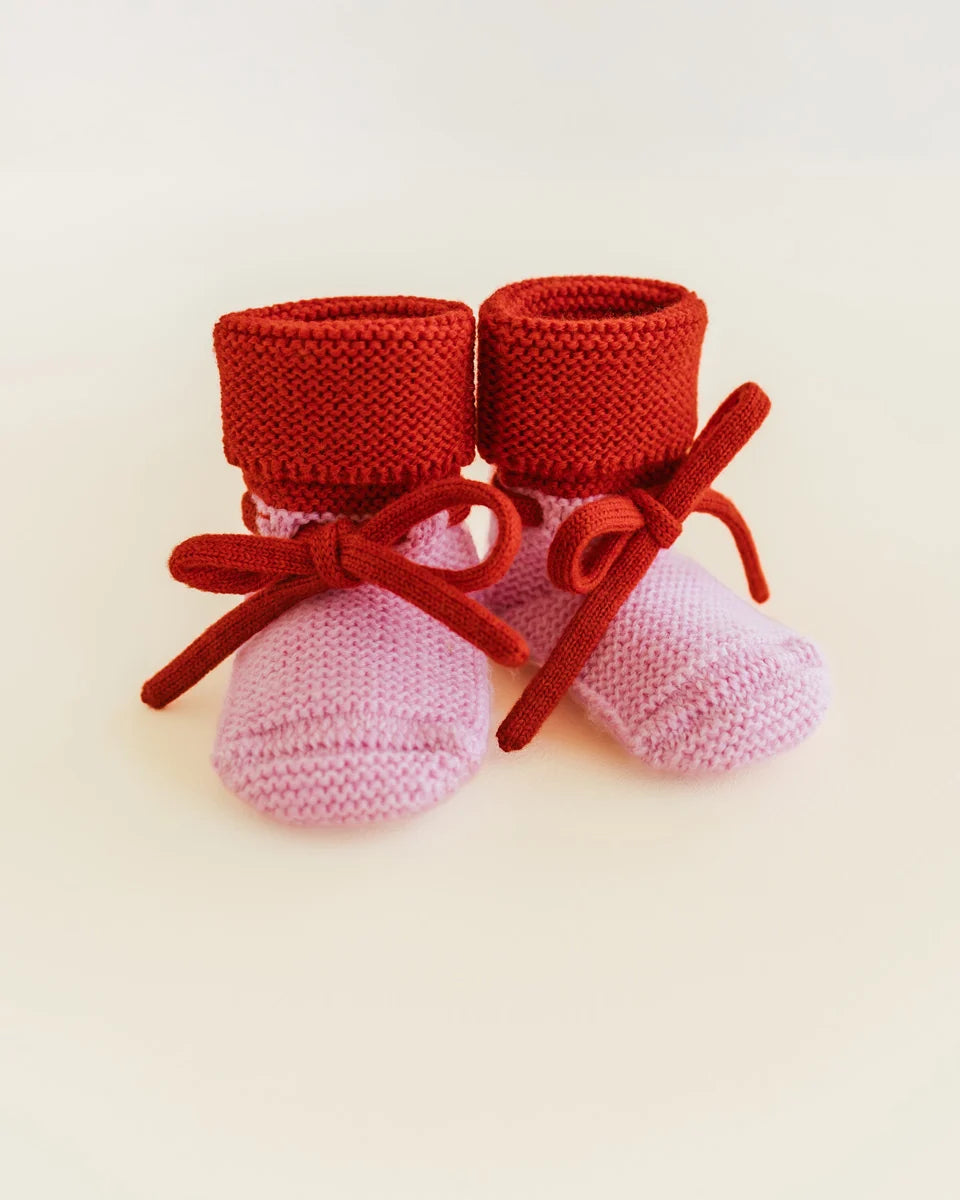 Hvid Booties Cotton Candy Red 0-9mnd