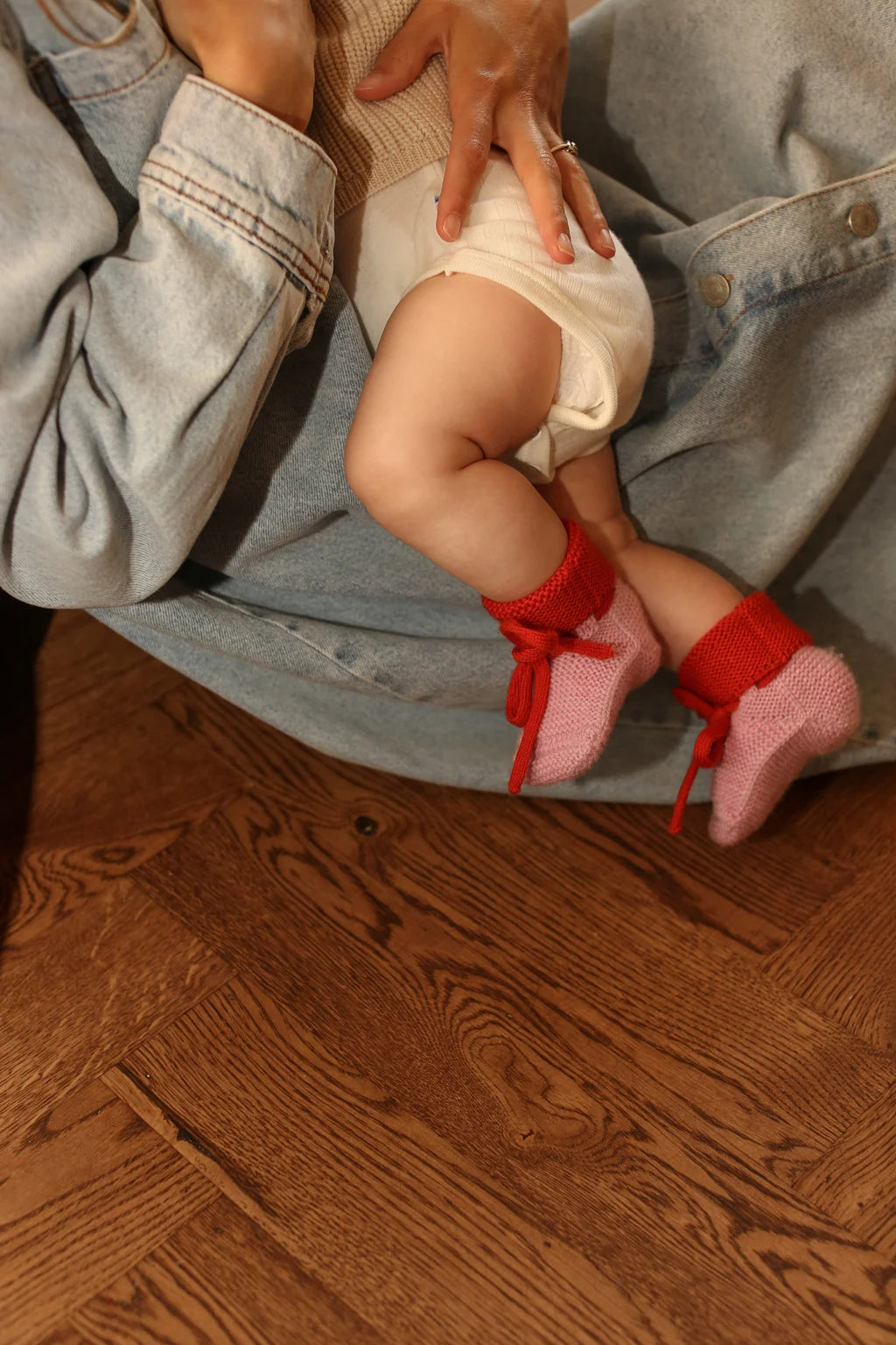 Hvid Booties Cotton Candy Red 0-9mnd