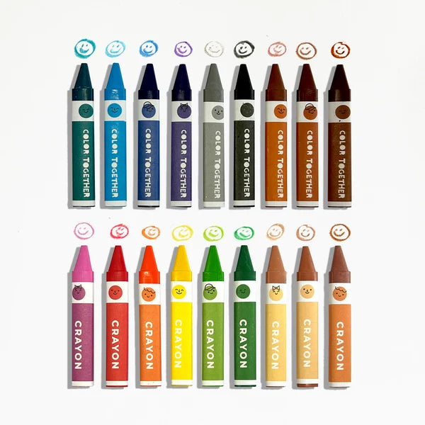 Ooly - Color Together - Driehoekige Wasco's - 12 Klassieke Kleuren - 6 Huidskleuren