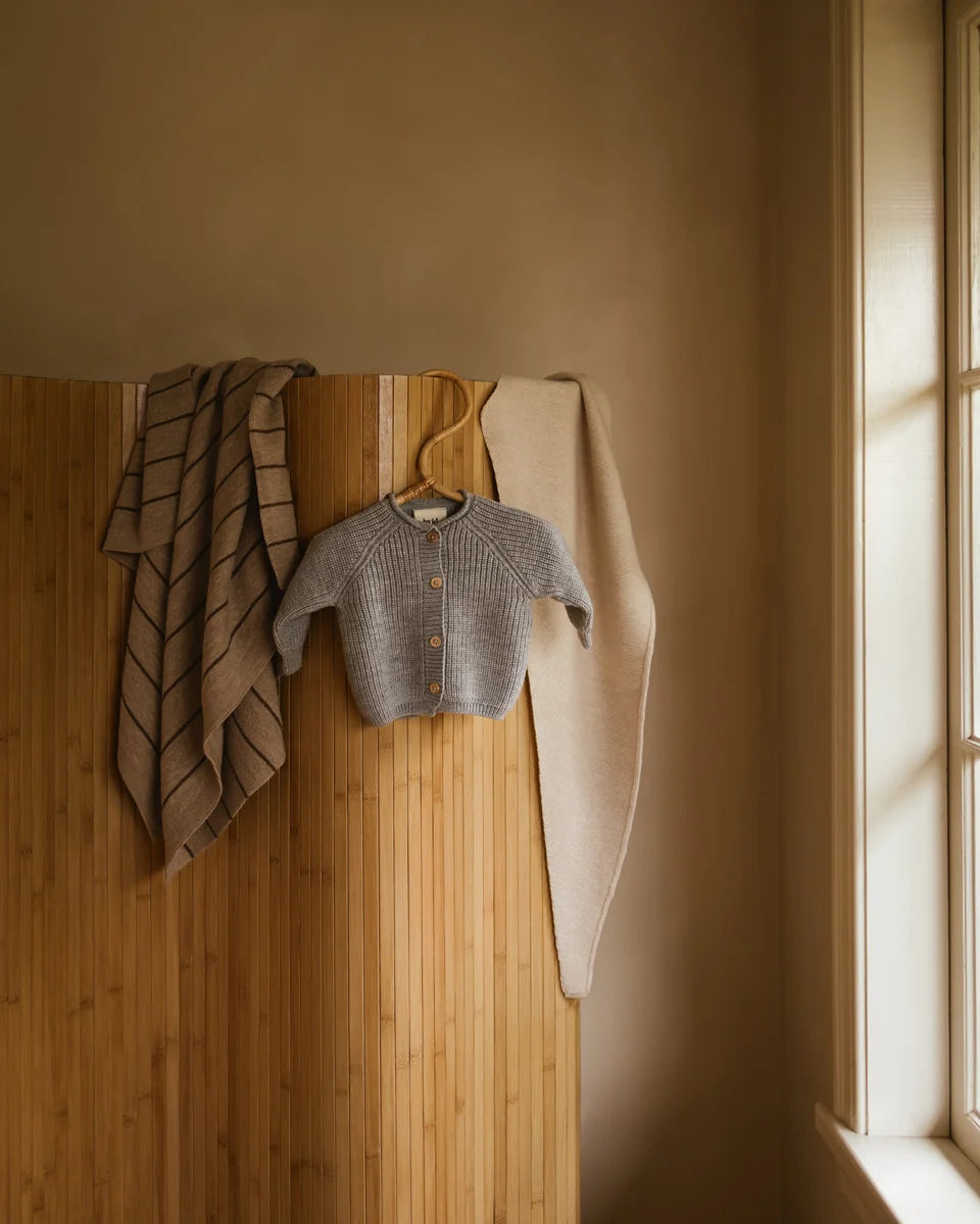 Hvid Wollen Deken Harry - Sand/Mocha