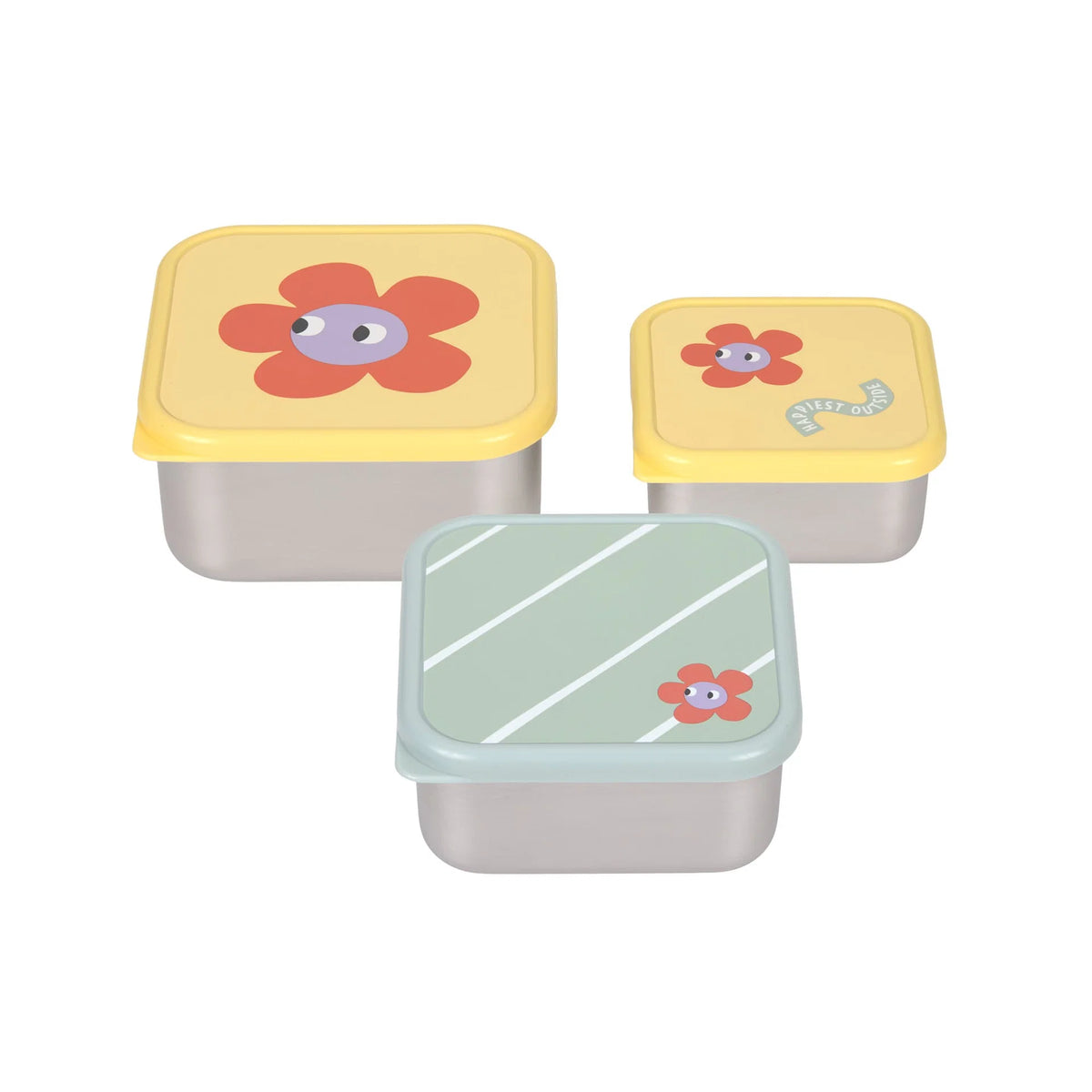 Lässig Roestvrije Snackbox 3 Delige Set - Happy Trails Flower