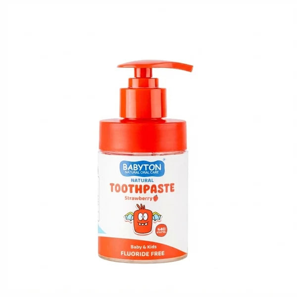Babyton Tandpasta Baby & Kind Fluoridevrij In Pompflacon (200ml) - Aardbei