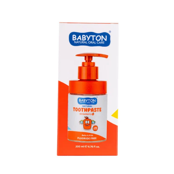 Babyton Tandpasta Baby & Kind Fluoridevrij In Pompflacon (200ml) - Aardbei