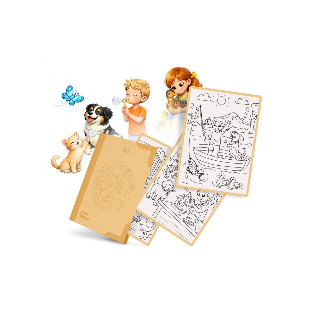 Kidiwolf Refill KidydrawPad 30 Overtrektekeningen - Huisdieren