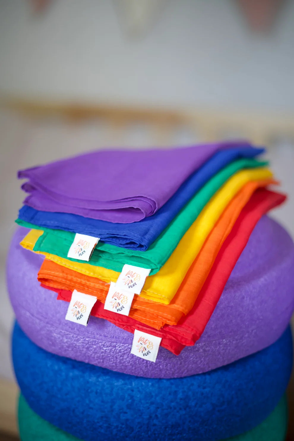 Pit&Play Katoenen Speeldoek 75x75cm Large - Regenboog