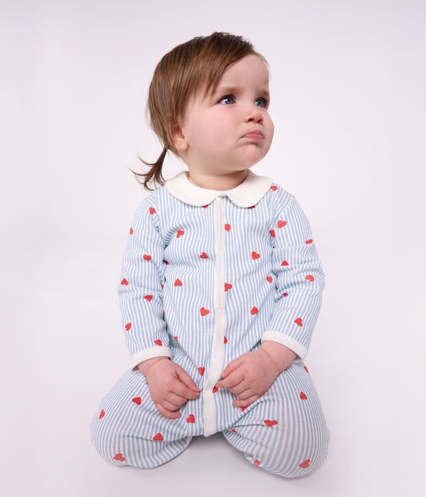 Petit Bateau - Babypyjama Met Kraagje En Hartjesprint