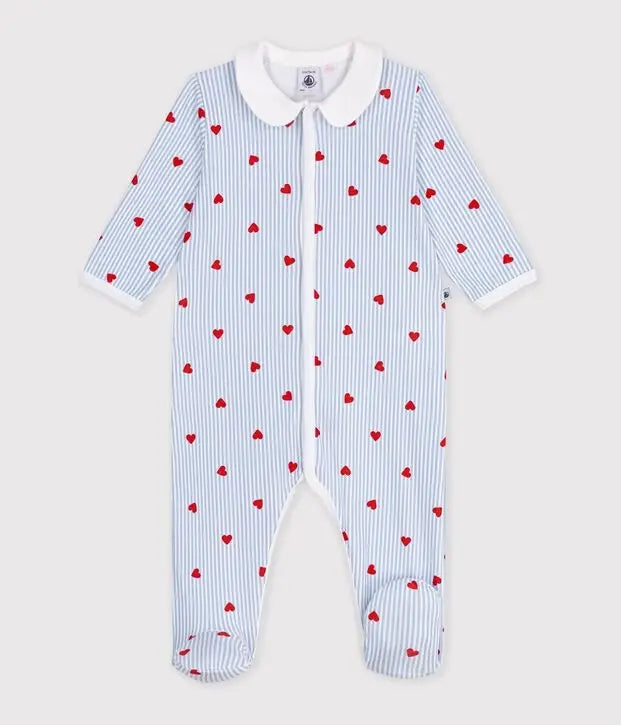 Petit Bateau - Babypyjama Met Kraagje En Hartjesprint