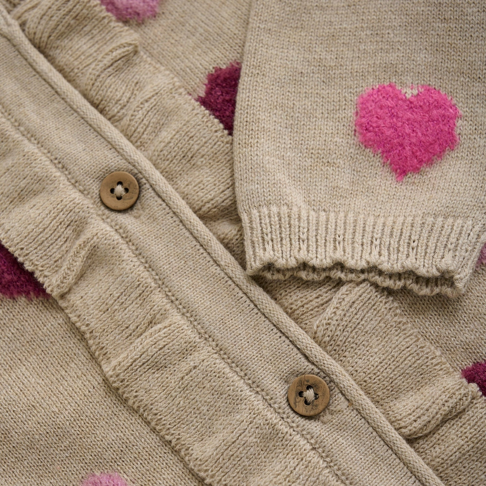 Minymo Cardigan Met Ruches En Hartjespatroon