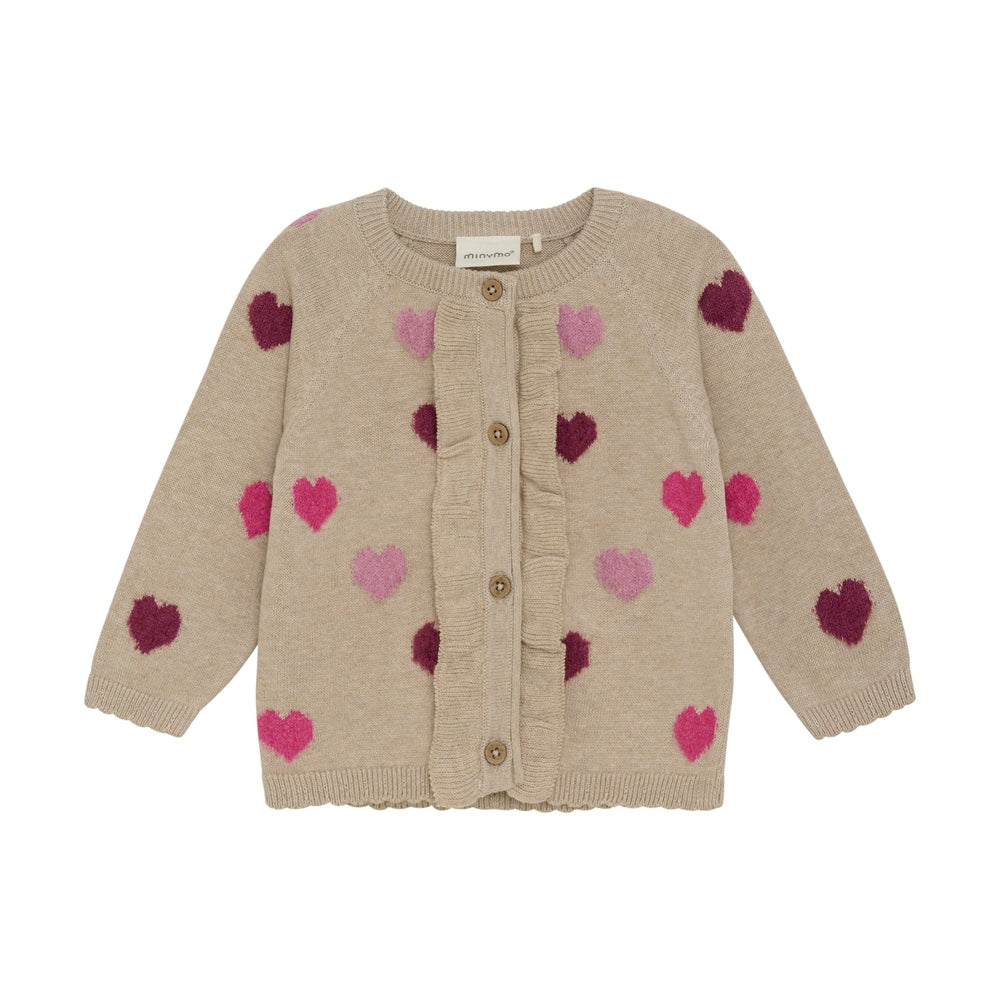 Minymo Cardigan Met Ruches En Hartjespatroon