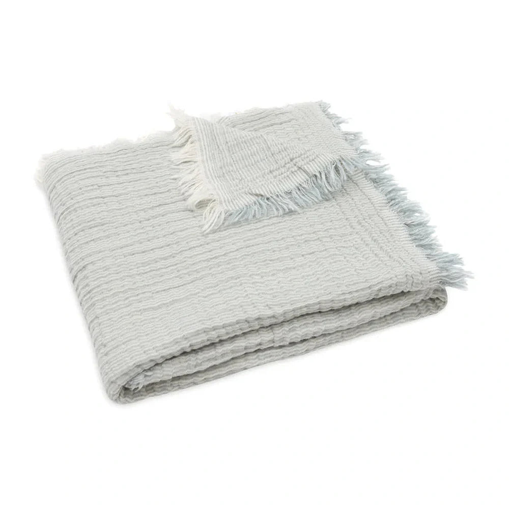Jollein Hydrofiel Wiegdeken 75x100cm Fringe Stripe - Sea Green/Ivory